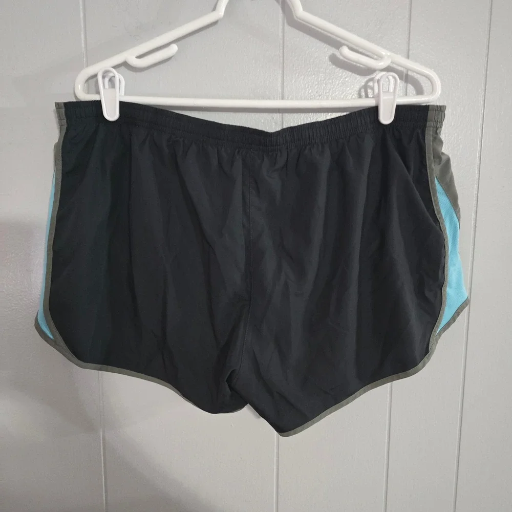 Nike Dri-FIT Running Shorts Womens XL Black Blue Grey Mesh Trim‎ Activewear